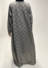 Beaded Black on White Abaya